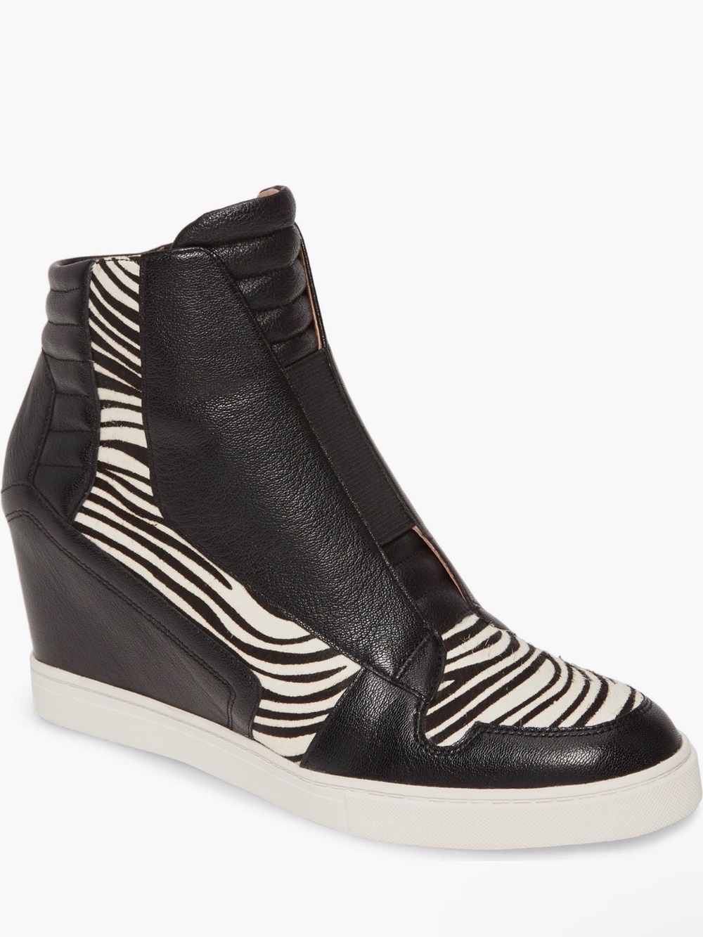 Paolo Línea Filipa II Leather And Fur Wedge sneaker Bootie Sz 8.5 NIB